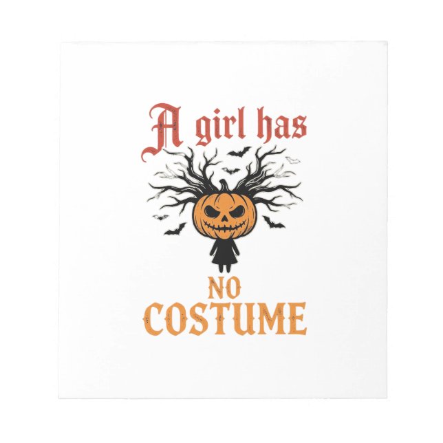 Bloc-note Fille d'Halloween n'a pas de citrouille de déguise (Devant)