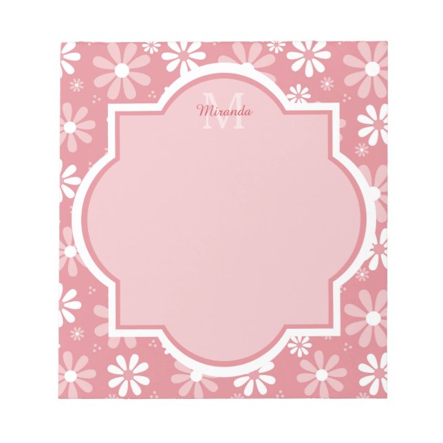 Bloc-note Fille Monogramme Joli Rose Fleurs De Faisée Avec N (Devant)