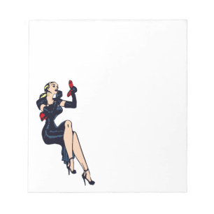 Bloc-note Fille pin-up blonde jolie vintage glamour rétro