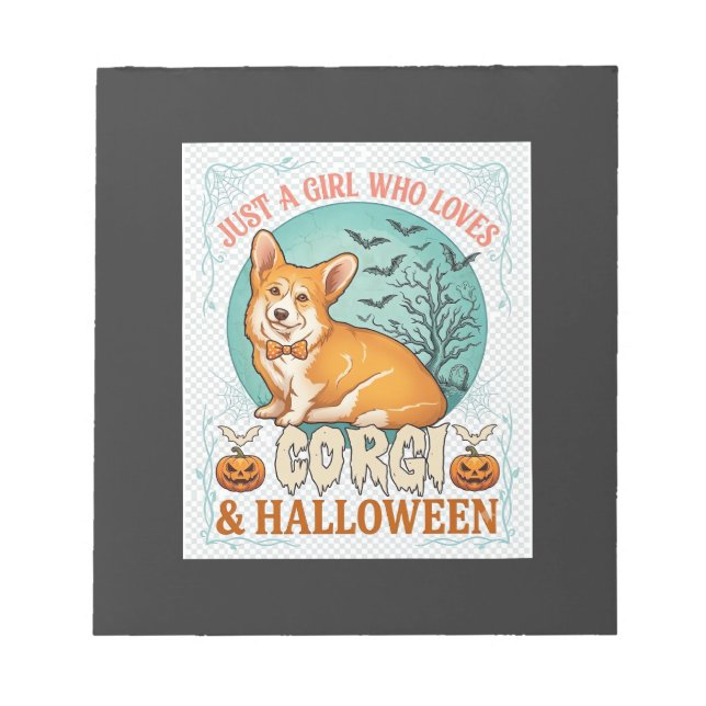 Bloc-note Fille qui aime les citrouilles d'Halloween Corgi C (Devant)