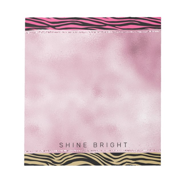 Bloc-note Fille rose or Ombre Aquarelle Noir Zèbre Imprimer (Devant)