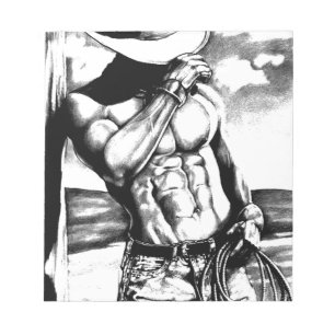 Bloc-note Fine art drawing handsome Cowboy Body Builder