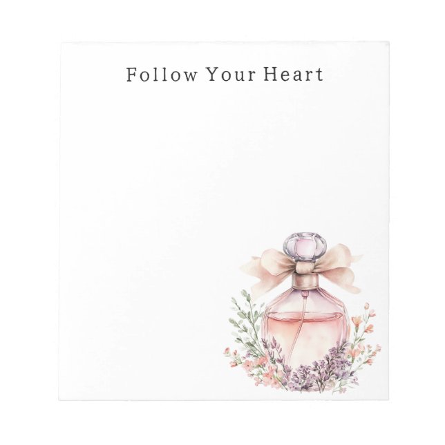 Bloc-note Flacon de parfum floral à ruban rose (Devant)