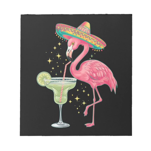 Bloc-note Flamant qui boit une Margarita Drôle de Poncho Mex (Devant)