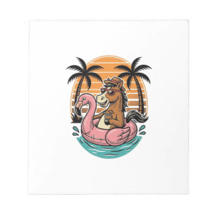 Bloc-note Flamant Rose Cheval Vintage Float Design Vacances