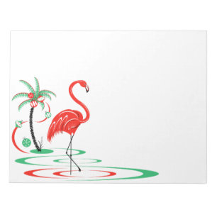 Bloc-note Flamant rose de Noël rouge paysage
