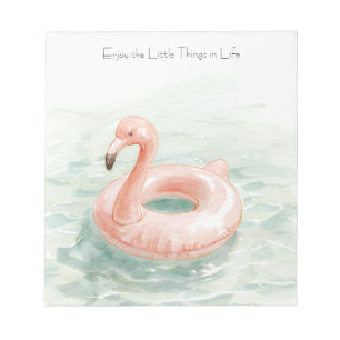 Bloc-note Flamant Rose Piscine Profitez des Petites Choses