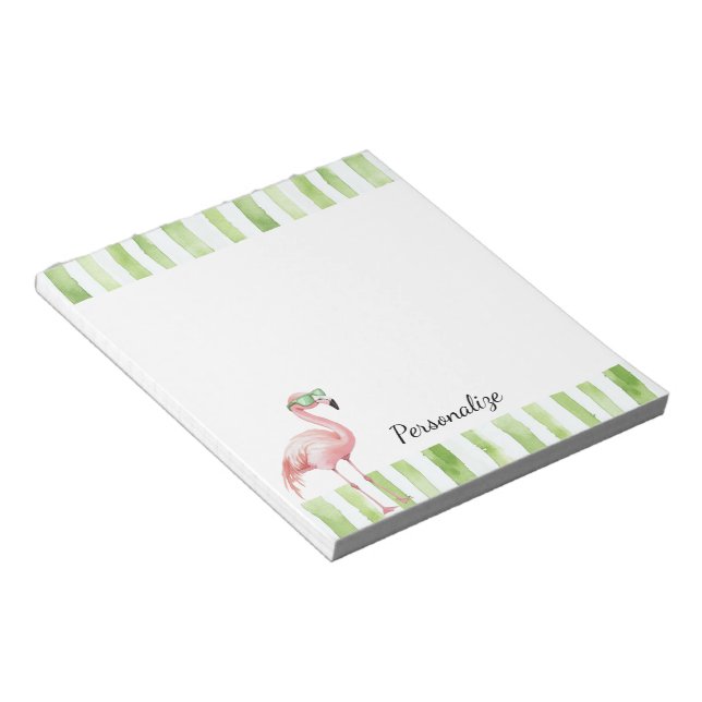 Bloc-note Flamant rose rose vert (Incliné)
