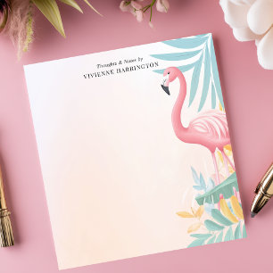 Bloc-note Flamant Rose Tropical Aquarelle Personnalisé 