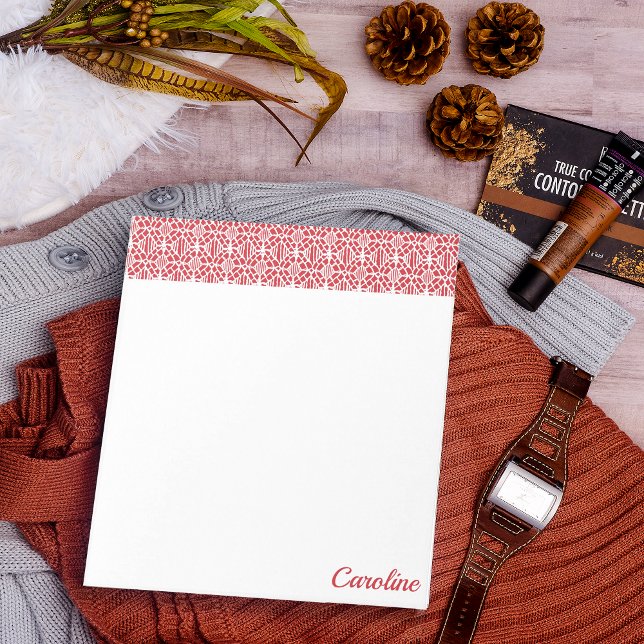 Bloc-note Flame Scarlett With White Crochet Lace Pattern (Créateur téléchargé)