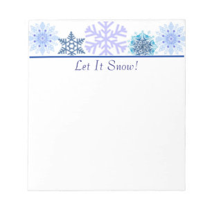 Bloc-note Flèche-neige bleu et blanc  Fête personnalisée