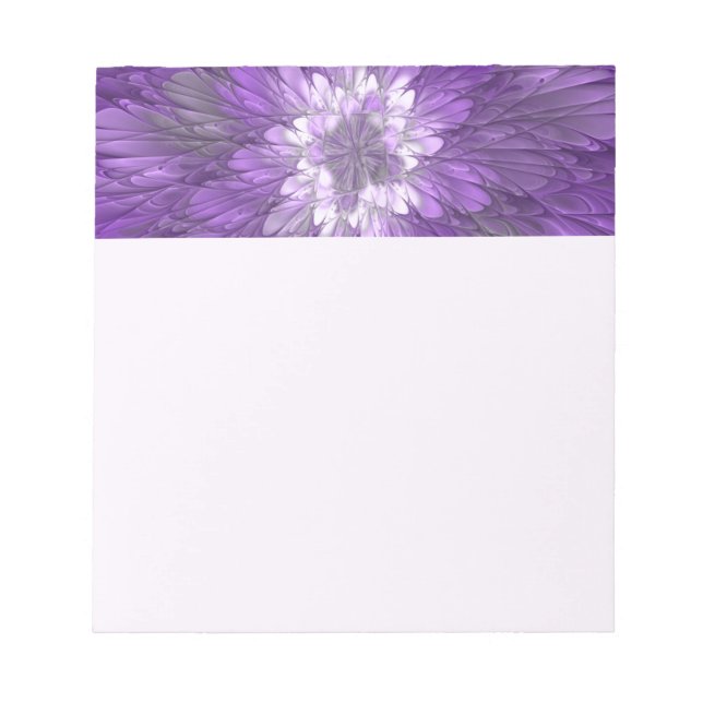 Bloc-note Fleur abstraite violette psychédélique Art fractal (Devant)