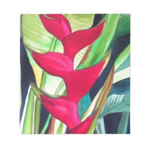Bloc-note Fleur aquarelle tropicale Heliconia Lobster Claw