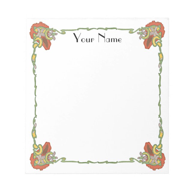 Bloc-note Fleur bordure Art nouveau (Devant)