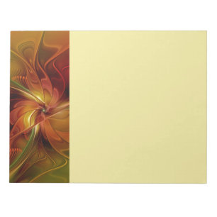 Bloc-note Fleur d'art fractal abstrait rouge orange marron v