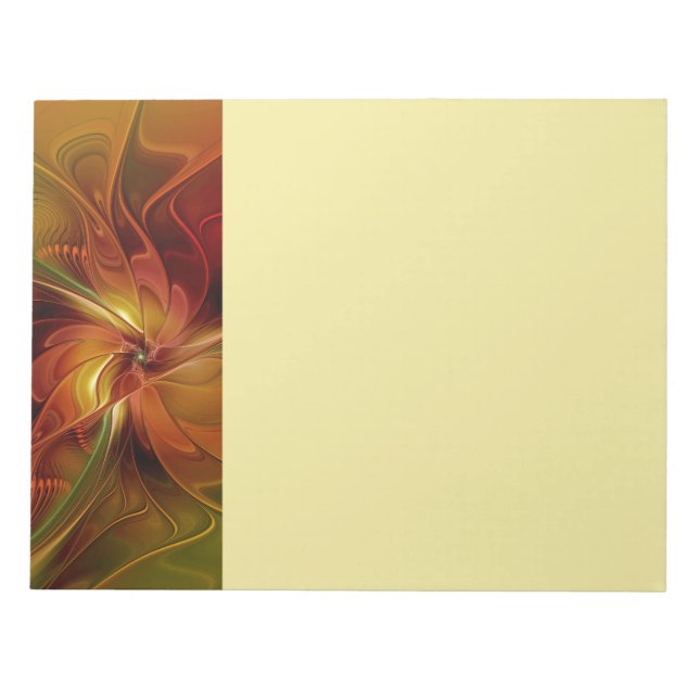 Bloc-note Fleur d'art fractal abstrait rouge orange marron v (Devant)