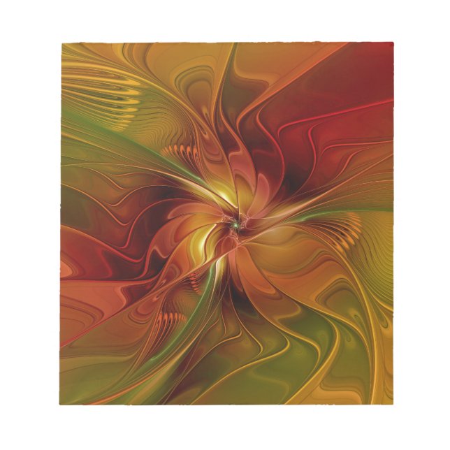 Bloc-note Fleur d'art fractal abstraite rouge orange marron  (Devant)