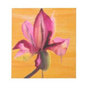 Bloc-note Fleur d'art pop orange aquarelle orchidée violette