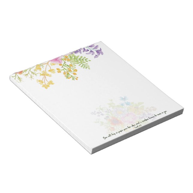 Bloc-note Fleur de aquarelle de paix parfaite   (Incliné)