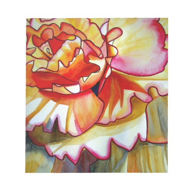 Bloc-note Fleur de bégonia jaune aquarelle art original (Devant)