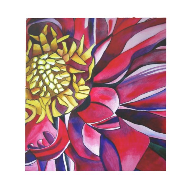 Bloc-note Fleur de dahlia art abstrait original aquarelle (Devant)