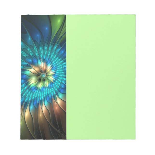 Bloc-note Fleur de fantaisie lumineuse, fractale abstraite c (Devant)