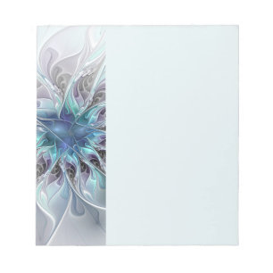 Bloc-note Fleur de fractale moderne abstraite avec du bleu