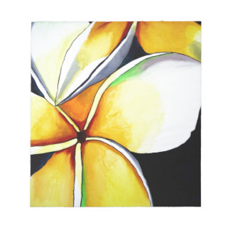 Bloc-note Fleur de frangipanier jaune tropicale, art origina