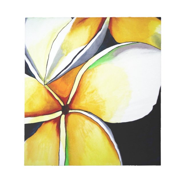Bloc-note Fleur de frangipanier jaune tropicale, art origina (Devant)