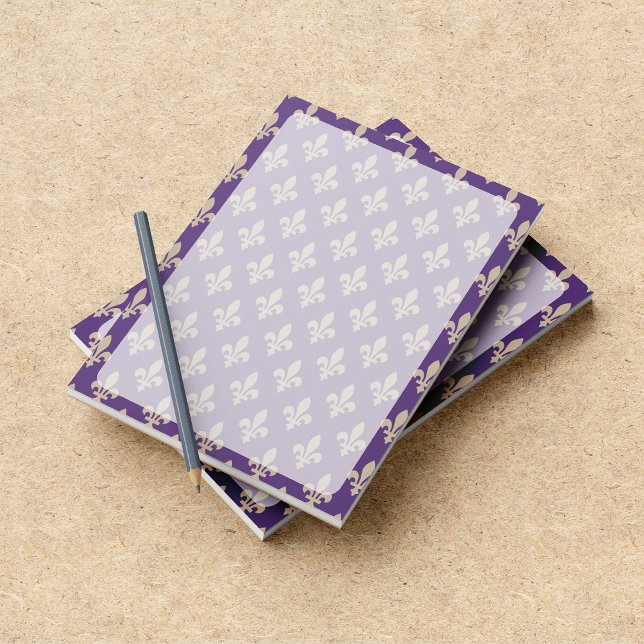 Bloc-note Fleur de Lis Motif, Français, Royal, Crème, Violet (Créateur téléchargé)