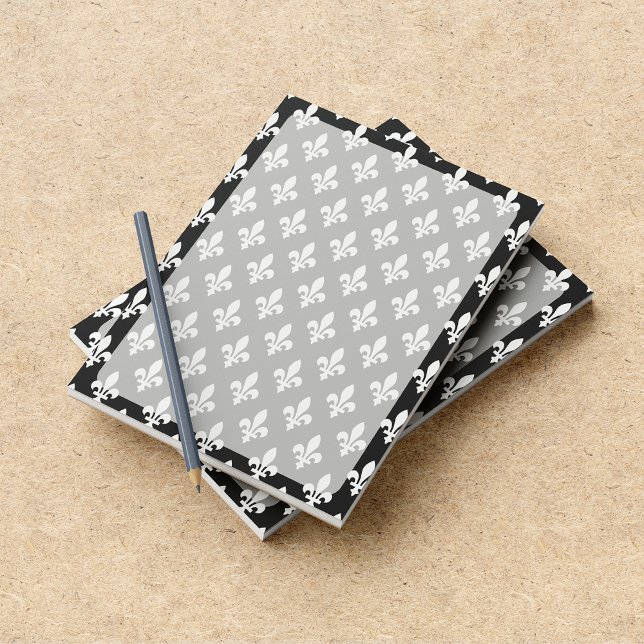 Bloc-note Fleur de Lis Motif, française, royale, blanche (Créateur téléchargé)
