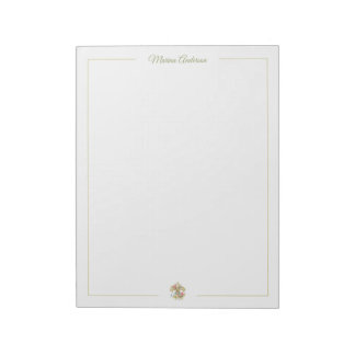 Bloc-note Fleur de Lys florale élégante Nom personnalisé