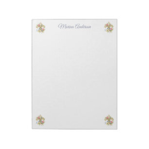 Bloc-note Fleur de Lys florale élégante Nom personnalisé