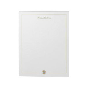 Bloc-note Fleur de Lys florale élégante Nom personnalisé