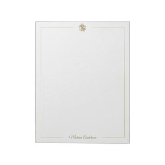 Bloc-note Fleur de Lys florale élégante Nom personnalisé