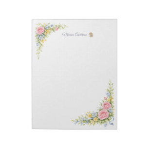 Bloc-note Fleur de Lys florale élégante Nom personnalisé