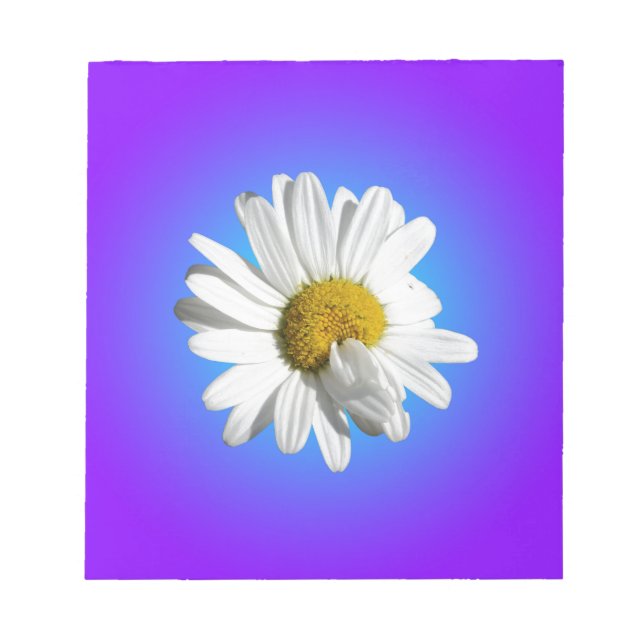 Bloc-note Fleur de marguerite blanche dégradé floral bleu vi (Devant)