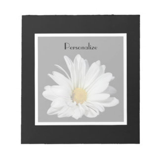 Bloc-note Fleur de Marguerite Élégante Blanche Avec Nom