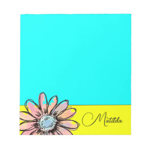 Bloc-note Fleur de marguerite fantaisiste Texte personnalisé