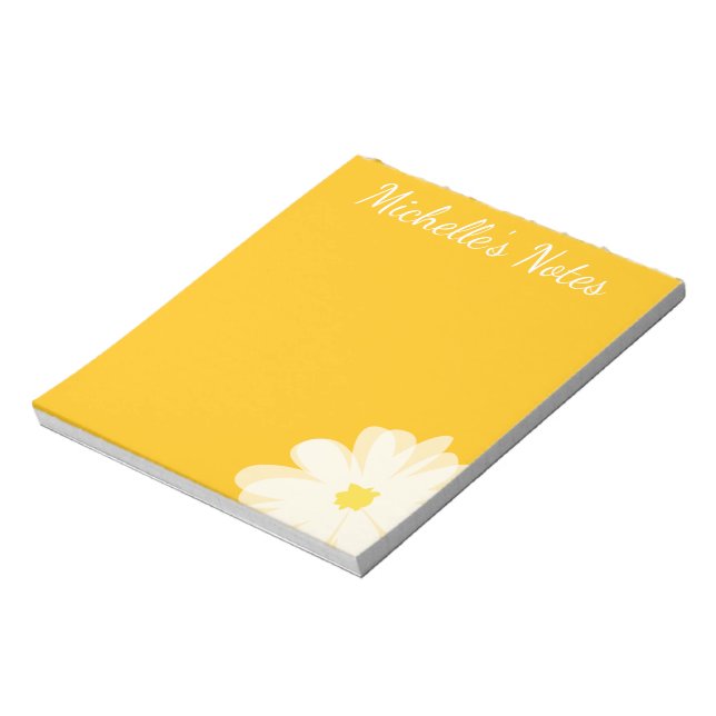Bloc-note Fleur de marguerite jaune mignonne nom personnalis (Tourné)