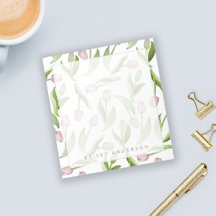 Bloc-note Fleur de tulipe rose botanique moderne personnalis