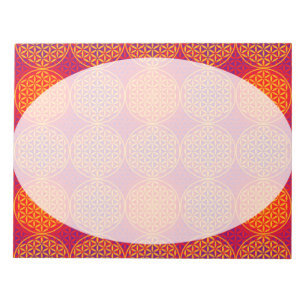 Bloc-note Fleur de vie - motif de timbre - rose orange