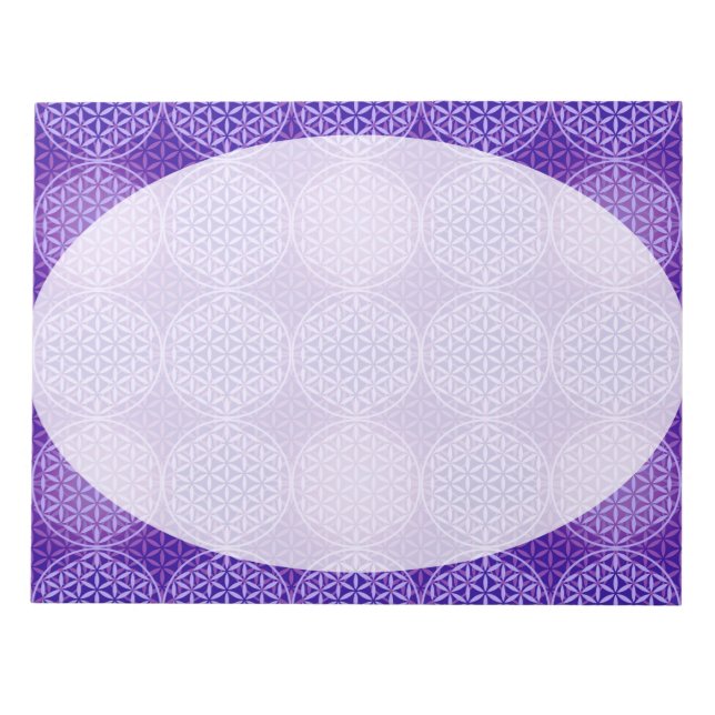 Bloc-note Fleur de vie - motif de timbre - violet (Devant)