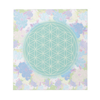 Bloc-note fleur de vie verte,