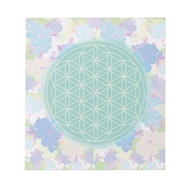 Bloc-note fleur de vie verte, (Devant)