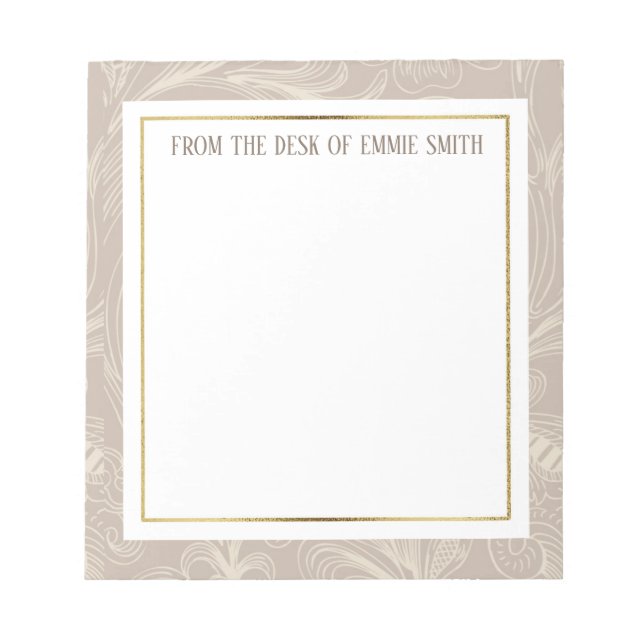Bloc-note Fleur et or brun doux personnalisé (Devant)