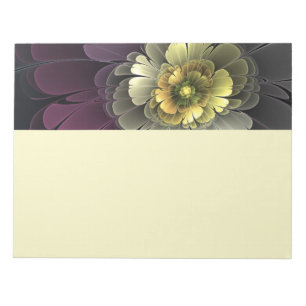 Bloc-note Fleur fractale grise de pourpre moderne abstraite