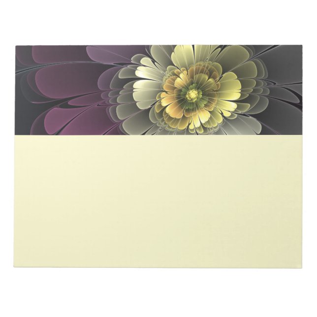 Bloc-note Fleur fractale grise de pourpre moderne abstraite (Devant)