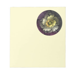 Bloc-note Fleur fractale grise de pourpre moderne abstraite