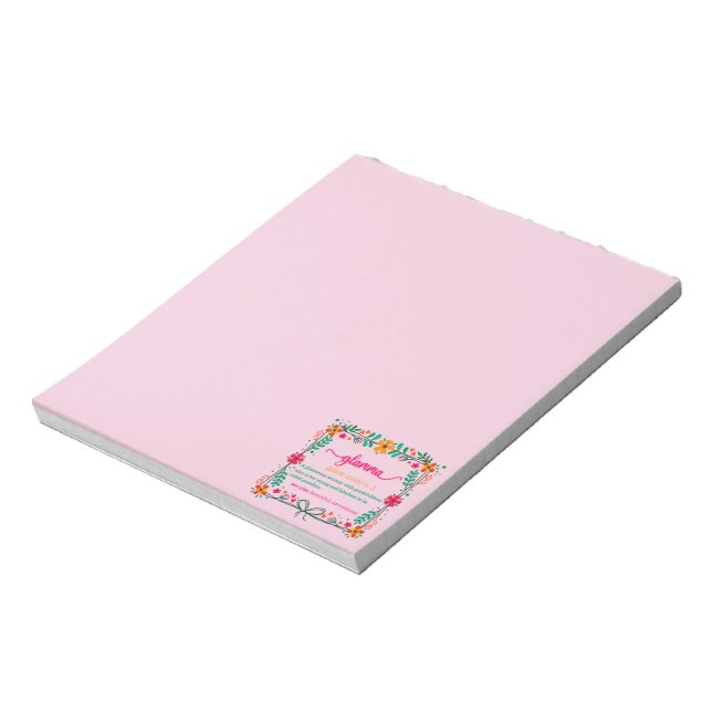 Bloc-note Fleur Frame Grandma Grand-mère Définition (Tourné)